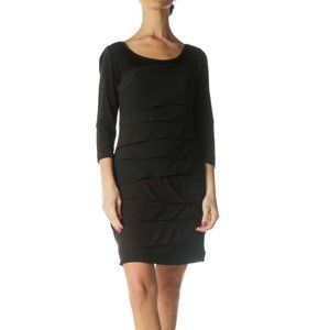 White House Black Market Womens Black Tiered Sheath Cocktail Dress size Medium